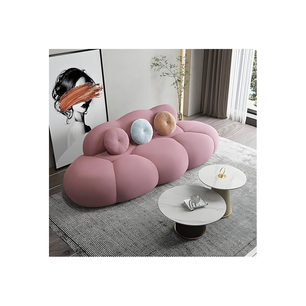 Ripple Furniture Contemporary Armless Sofa Wool Cloud Stylish Living Room Sofa, Rose Blossom