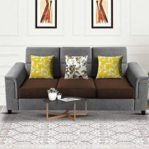 Raj Furniture Elegant 3 Seater Sofa Set For Living Room, Brown Grey
