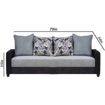 Raj Furniture 3 Seater Sofa For Living Room, Black Grey Fabric