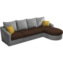 Raj Furniture Sumptuous Serenity The Round Lounger L-Shape 6 Seater Sofa Set For Your Living Room, Rhs, Brown Grey