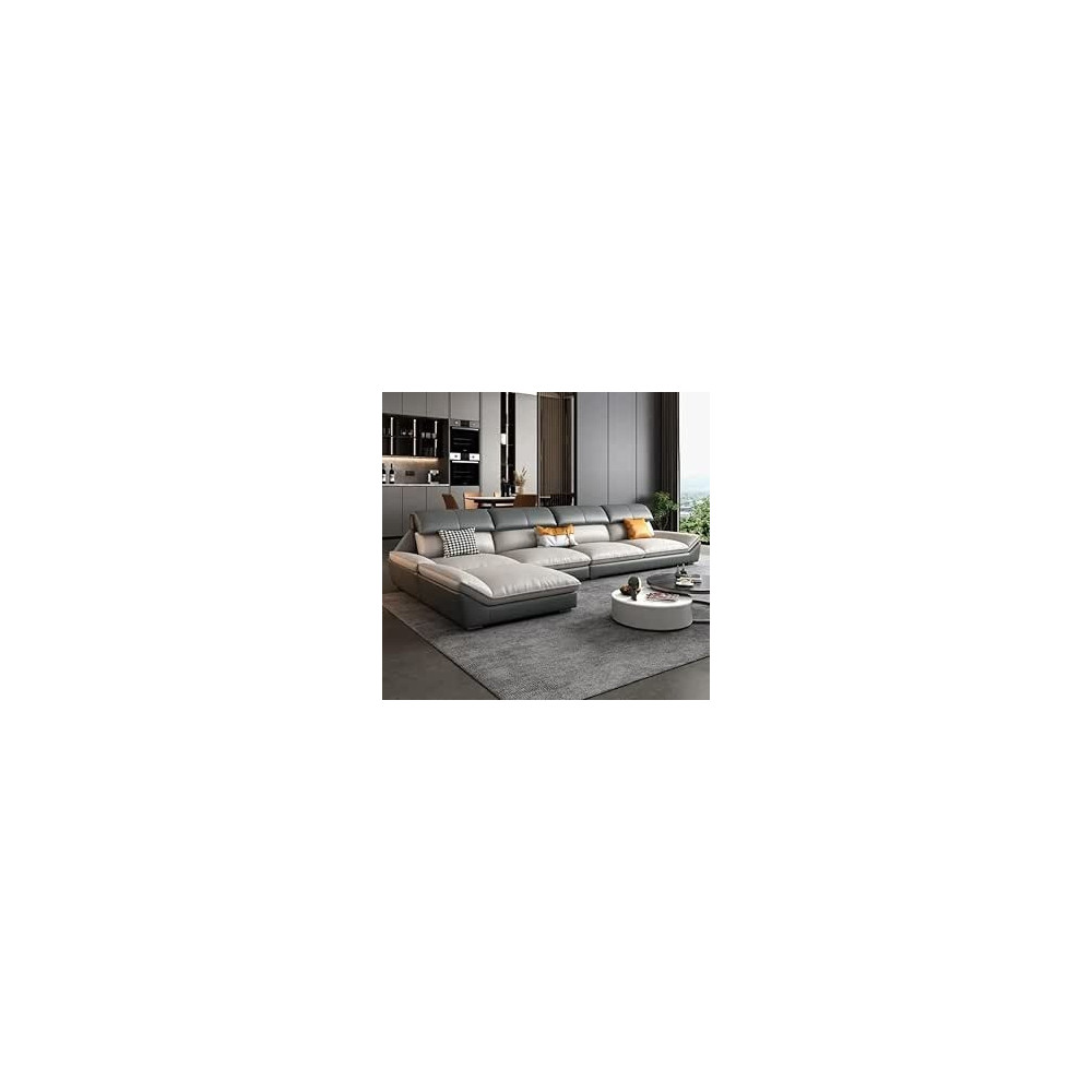 Raj Furniture Nordic Style Modern Luxury Leather Living Room Couch, Black And Beige