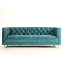 Ripple Furniture Italian Modern Living Room Furniture Fabric Couch Wedding Sofa 3 Seater Sectional White Velvet Sofa, Turquoise