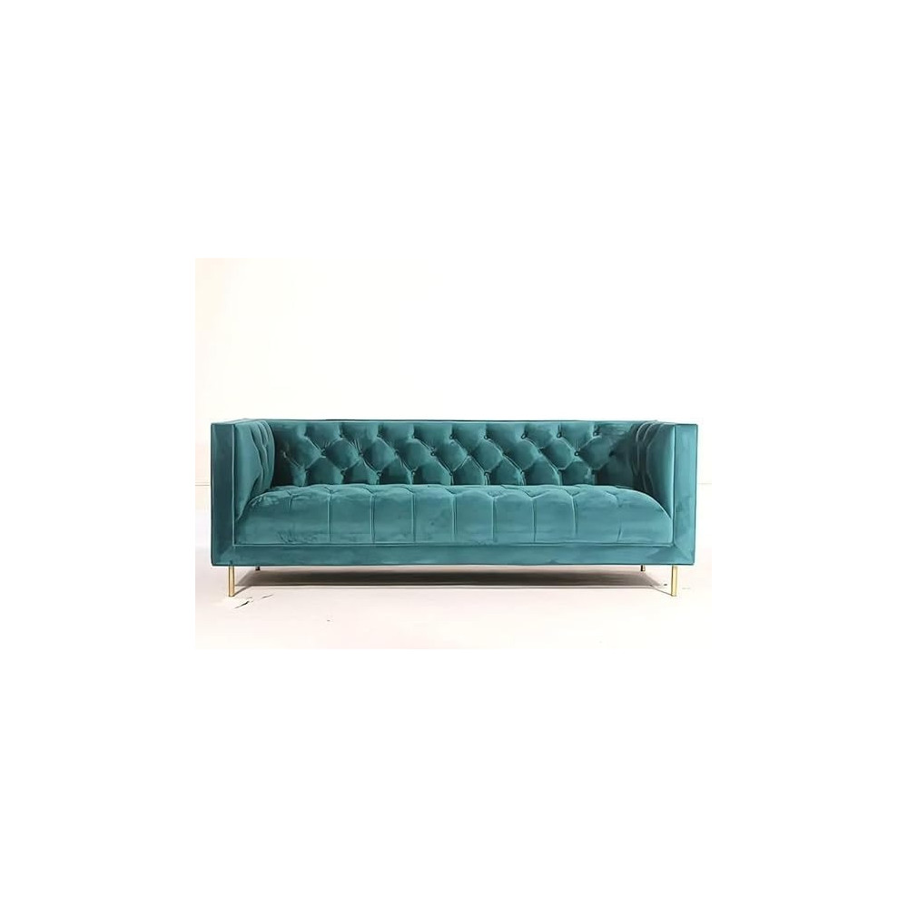 Ripple Furniture Italian Modern Living Room Furniture Fabric Couch Wedding Sofa 3 Seater Sectional White Velvet Sofa, Turquoise