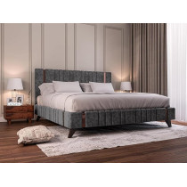 Ripple Furniture Modern Design Velvet Upholstered King Size Bed Frame With Headboard (Without Mattress)