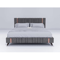Ripple Furniture Modern Design Velvet Upholstered King Size Bed Frame With Headboard (Without Mattress)