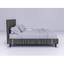Ripple Furniture Modern Design Velvet Upholstered King Size Bed Frame With Headboard (Without Mattress)