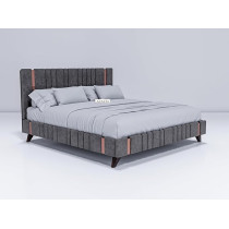 Ripple Furniture Modern Design Velvet Upholstered King Size Bed Frame With Headboard (Without Mattress)