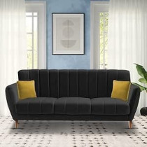 Raj Furniture 3 Seater Sofa Set For Living Room, Black