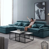 Raj Furniture Modern Luxury Fabric Combination Living Room Family Sofa, Blue