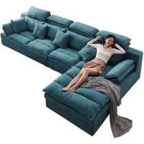 Raj Furniture Modern Luxury Fabric Combination Living Room Family Sofa, Blue