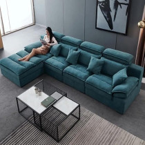 Raj Furniture Modern Luxury Fabric Combination Living Room Family Sofa, Blue