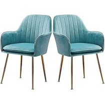Binzii Dining Chairs Set For Dining Kitchen Or Shop, Kitchen Velvet Dining Chair Set Of 2 Kitchen Dining Room Chair Living Room High Back Armchair With Metal Legs Velvet Seat, Blue