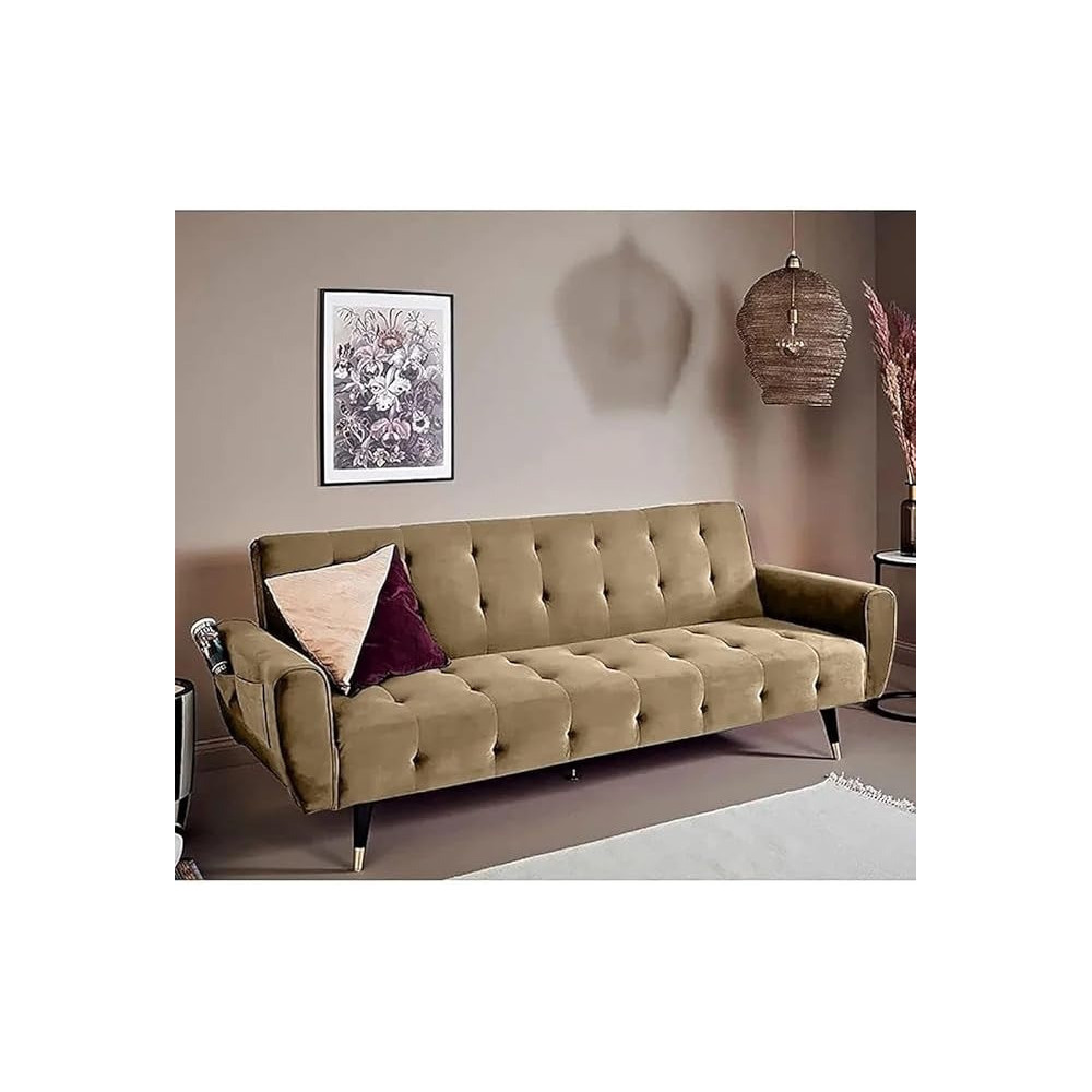 Raj Furniture 2 In 1 Upholstered Flip Sofa Bed, Beige