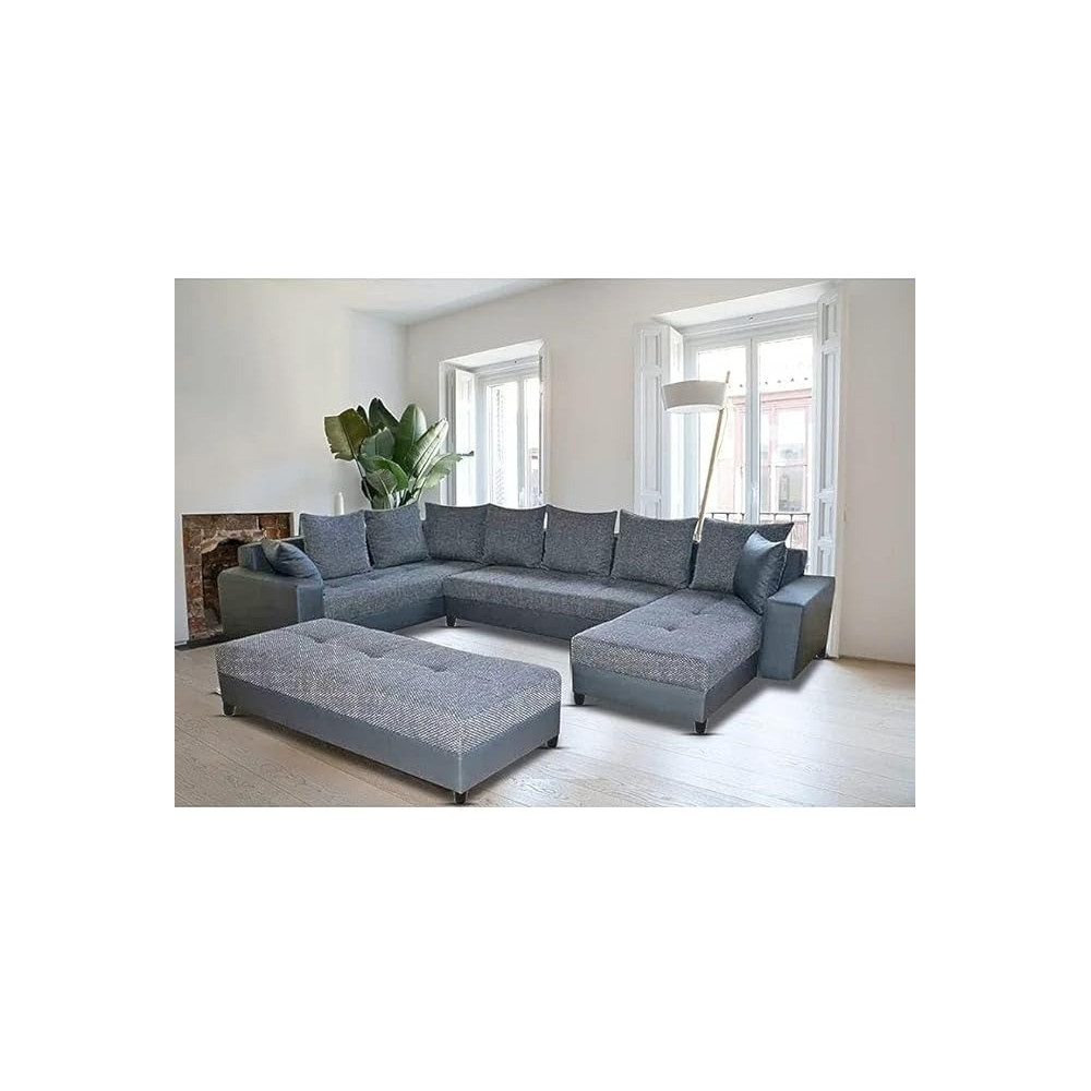 Raj Furniture 8 Seater L Shape Sofa Set For Living Room, Grey