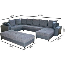 Raj Furniture 8 Seater L Shape Sofa Set For Living Room, Grey