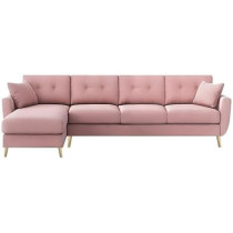 Raj Furniture Verdelux L-Shaped Sofa Set - 6 Seater (Lhs) With Premium Velvet Upholstery, Pink Fabric