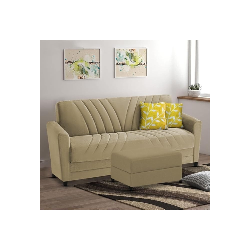 Ripple Furniture Elegance Essence 3 Seater Sofa Set With Ottoman, Cream