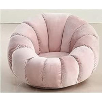 Ripple Furniture Sofa Chair Indoor Pumpkin Shaped Fabric Modern Style Living Room Furniture Lounge Chair, Pink