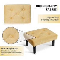 Raj Furniture Small Footstool Ottoman,Velvet Soft Footrest Ottoman With Wood Legs,Sofa Footrest Extra Seating For Living Room Entryway Office, Yellow