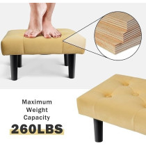 Raj Furniture Small Footstool Ottoman,Velvet Soft Footrest Ottoman With Wood Legs,Sofa Footrest Extra Seating For Living Room Entryway Office, Yellow