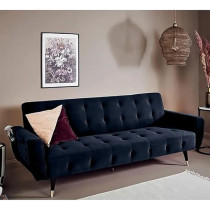 Raj Furniture 2 In 1 Upholstered Flip Sofa Bed, Dark Blue