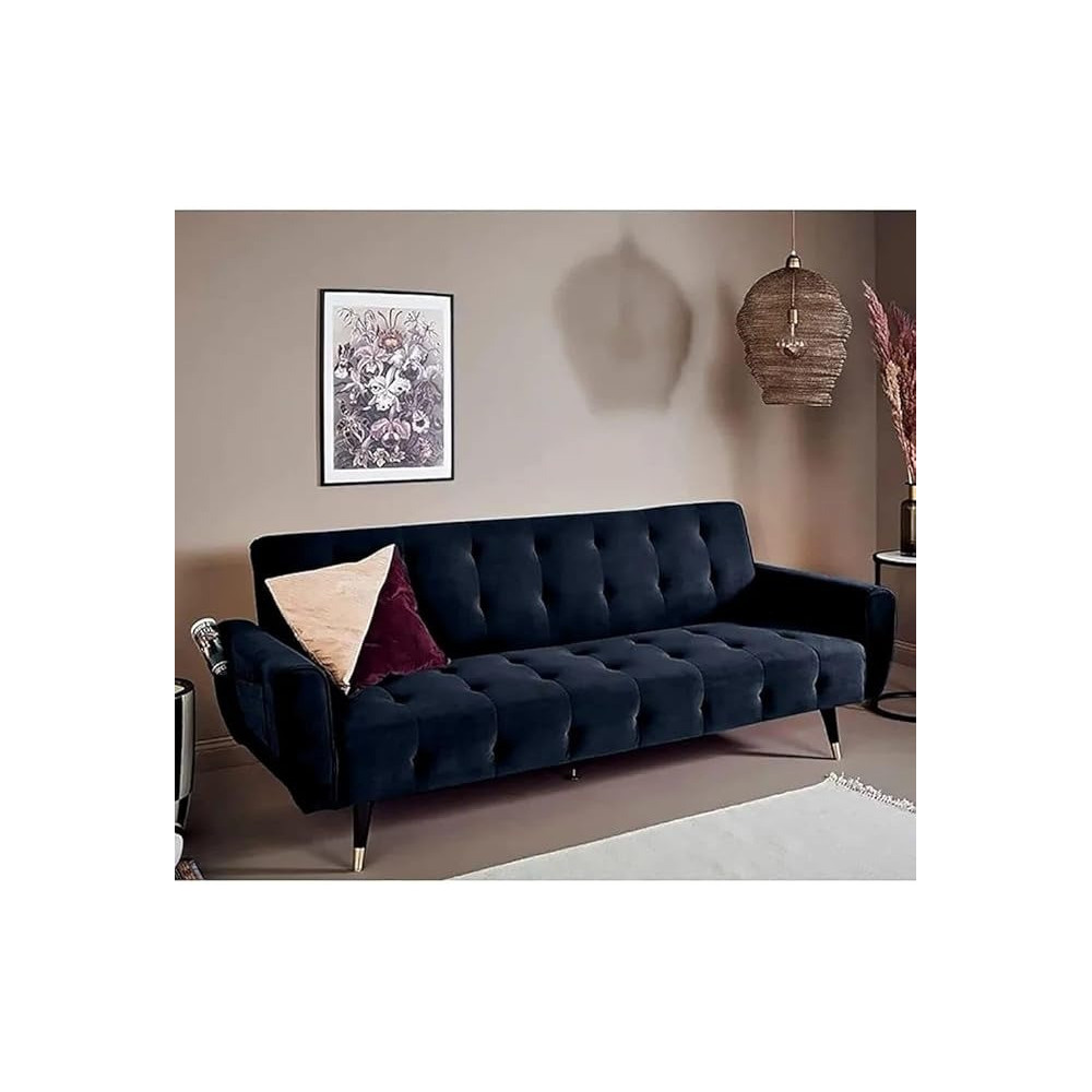Raj Furniture 2 In 1 Upholstered Flip Sofa Bed, Dark Blue