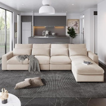 Ripple Furniture Modular Sofa Set With Chaise Lounge, Beige