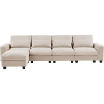 Ripple Furniture Modular Sofa Set With Chaise Lounge, Beige