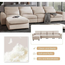 Ripple Furniture Modular Sofa Set With Chaise Lounge, Beige