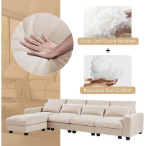 Ripple Furniture Modular Sofa Set With Chaise Lounge, Beige