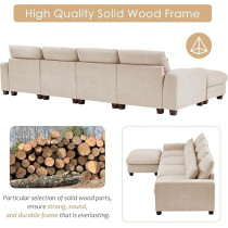 Ripple Furniture Modular Sofa Set With Chaise Lounge, Beige