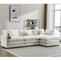 Ripple Furniture Sectional Sofa With Chaise Lounge, 3-Seater, Beige