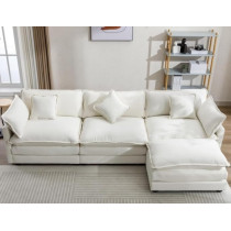 Ripple Furniture Sectional Sofa With Chaise Lounge, 3-Seater, Beige