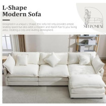 Ripple Furniture Sectional Sofa With Chaise Lounge, 3-Seater, Beige