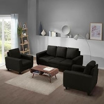 Raj Furniture Modern Fabric Sofa, 3+1+1 Seater, Woody Brown