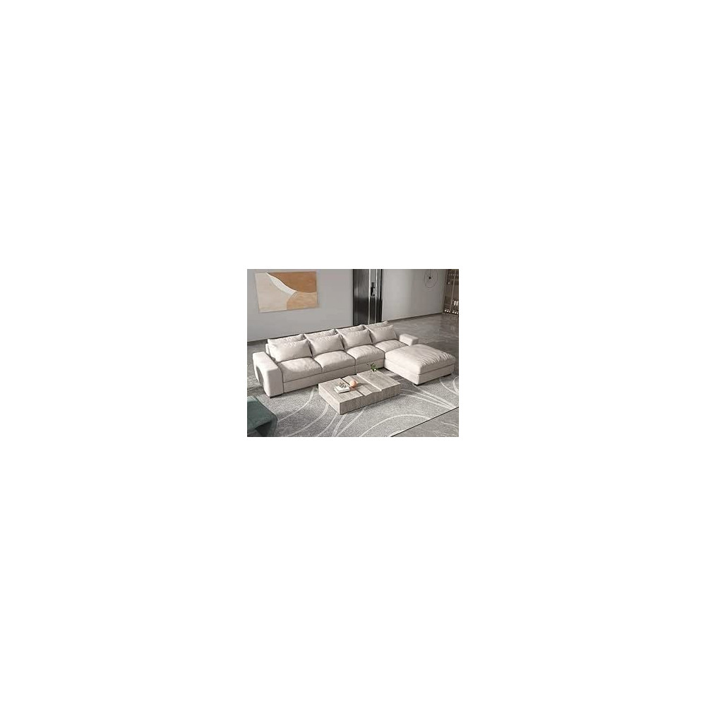 Raj Furniture Italian L Shaped Modular Sofa, Beige