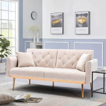 Raj Furniture Luxurious Velvet Convertible Sofa-Bed, Beige