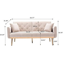 Raj Furniture Luxurious Velvet Convertible Sofa-Bed, Beige