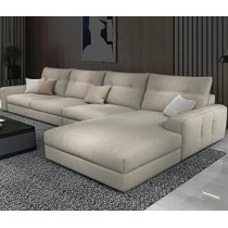 Ripple Furniture Luxury Living Room Sofa Set With Chaise Lounge Chair And Ottoman, Modern Sectional Couches, Beige
