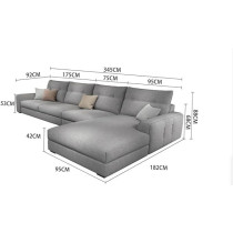 Ripple Furniture Luxury Living Room Sofa Set With Chaise Lounge Chair And Ottoman, Modern Sectional Couches, Beige