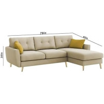 Raj Furniture Royal Azure Elegance 4 Seater L-Shaped Living Room Sofa In Plush Velvet Fabric (Rhs, Cream Fabric)