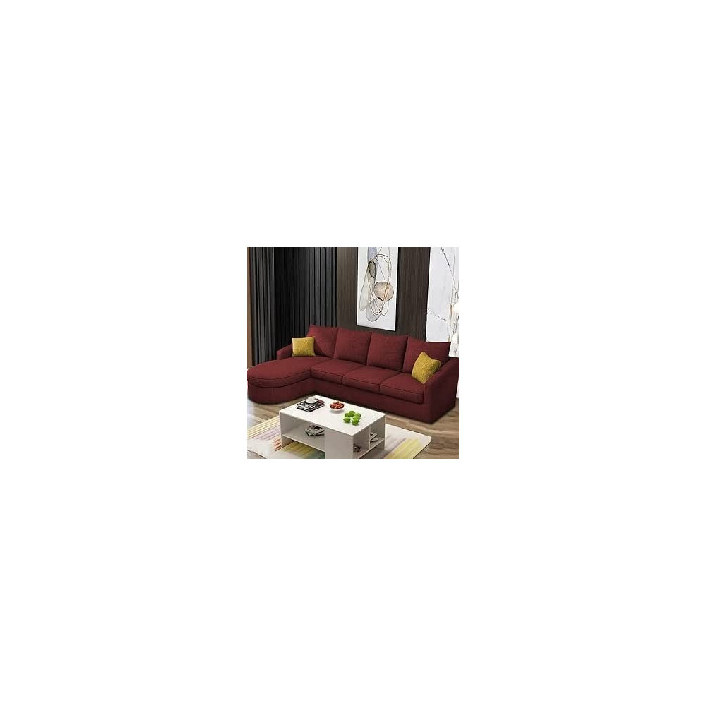 Ripple Furniture Sumptuous Serenity The Round Lounger L-Shape 6 Seater Sofa Set (Lhs), Maroon