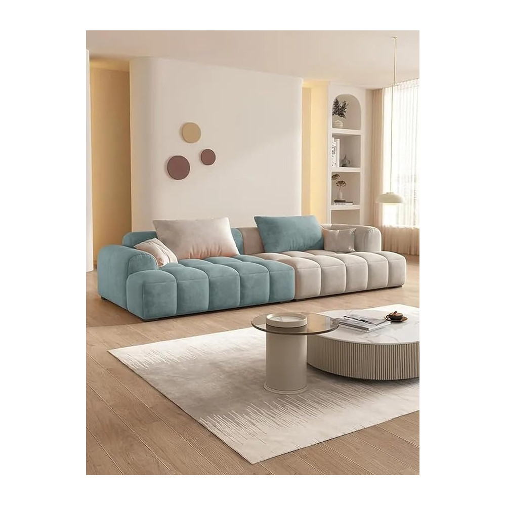 Raj Furniture Modern Living Room Sofa Woobly Design, Sky Blue/Off-White