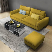 Raj Furniture Luxury 3 Seater Sofa For Living Room, Yellow Fabric