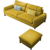 Raj Furniture Luxury 3 Seater Sofa For Living Room, Yellow Fabric