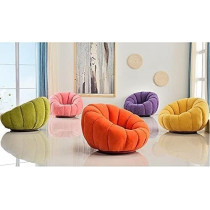 Raj Furniture Sofa Chair Indoor Pumpkin Shaped Fabric Modern Set Style Living Room Furniture Lounge Chair, Orange