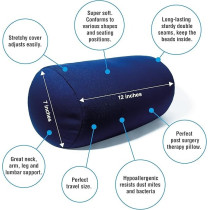 Cushie Pillows 7 Inches X 12 Inches Microbead Bolster Squishy/Flexible/Extremely Comfortable Roll Pillow - Navy Blue