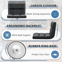 Homall Bar Stools Modern Pu Leather Adjustable Swivel Barstools, Armless Hydraulic Kitchen Counter Bar Stool Synthetic Leather Extra Height Square Island Barstool With Back Set Of 2, Black