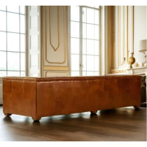 Ripple Furniture Tufted Leather Chesterfield Sofa, 300 Cm, Brown