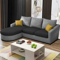 Ripple Furniture Eleganceedge 4-Seater Sofa Set For Living Room (Lhs), Black Grey